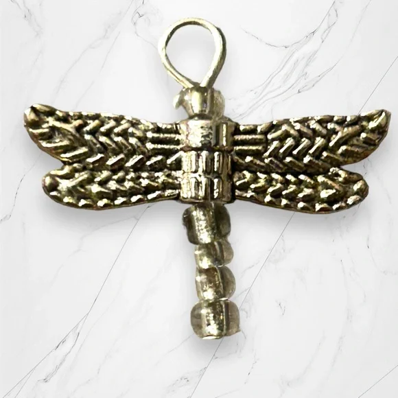 Hand Crafted Earrings Firefly Dangle Silver Pierced Long Wings - Picture 4 of 5